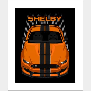 Ford Mustang Shelby GT350 2015 - 2020 - Orange - Black Stripes Posters and Art